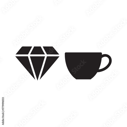 Diamond and coffee cup for luxury concept