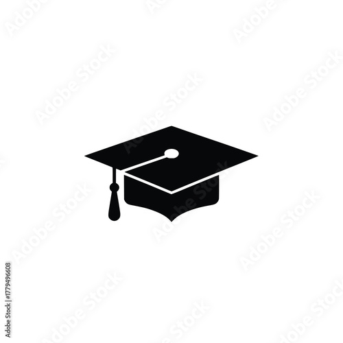 Graduation cap silhouette icon, education symbol vector design.