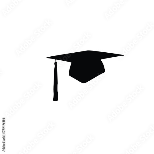 Graduation cap silhouette icon, education symbol vector design.