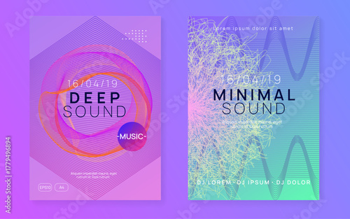 Sound Magazine. Dance Flyer. Electronic Radio Invitation. Pink Fest Poster. Trance Cover. Discotheque Festival Template. Blue Edm Event. Violet Sound Magazine