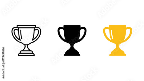 Golden award trophy cup icon representing first place success and a champion's victory prize