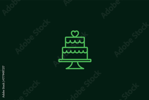 wedding cake illustration in flat style design. Vector illustration.	

