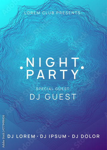 Sound Poster. Psychedelic Beat Invitation. Blue Discotheque Flyer. Dj Event. Festival Invite. Pink Fest Design. Night Club Trance Template. Green Sound Poster