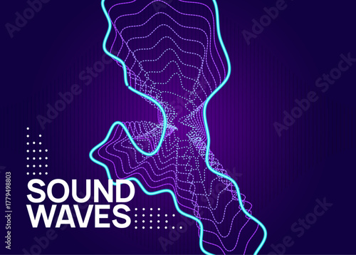 Sound Event. Pink Techno Banner. Trance Vector. Psychedelic Radio Illustration. Discotheque Festival Graphic. Dj Flyer. Green Party Poster. Blue Sound Event