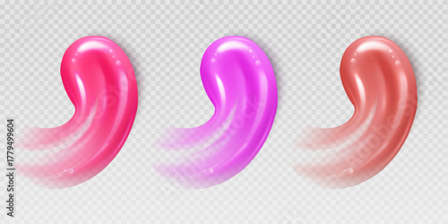 Smooth glossy lipstick swatch smear smudge in different color Vibrant Pink and Red Lip 