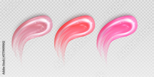 Smooth glossy lipstick swatch smear smudge in different color Vibrant Pink and Red Lip 