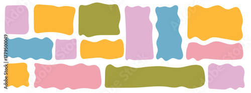 Pink Green blue abstract round colorful pastel organic natural blob blot irregular form shape. Wavy speech curvy bubbles for text