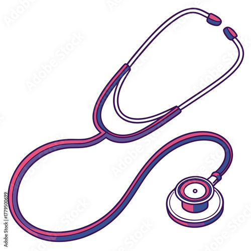 Illustration of a stethoscope with pink and purple accents