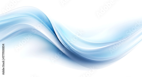 Abstract blue flowing wave design with soft smooth lines on a white background