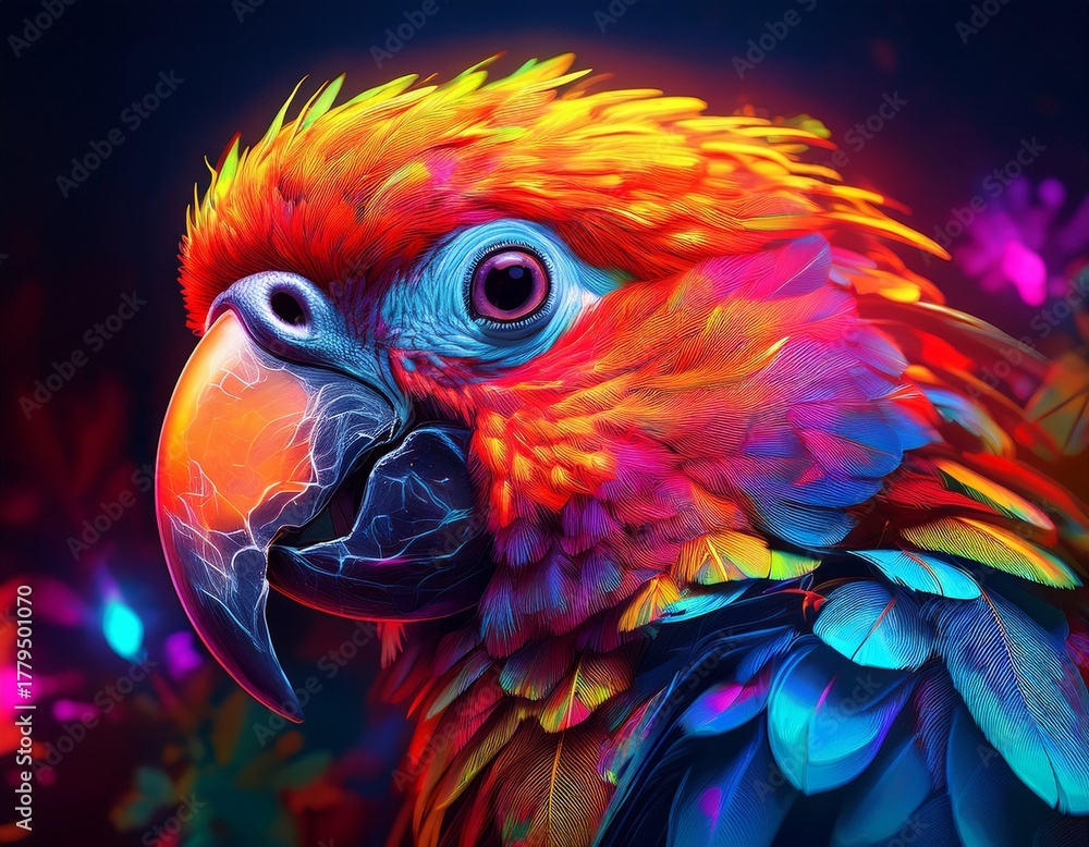 Fototapeta premium colorful parrot vivid neon background