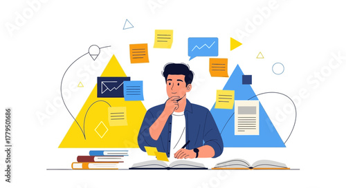 A Person Contemplating Business Strategy With Data Charts And Written Notes