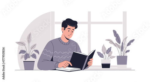 A Person Reads While Surrounded By Indoor Plants Enjoying Comfort And Literature