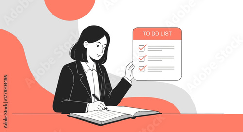 Businesswoman Planning Tasks And Goals With To-Do List For Efficient Productivity