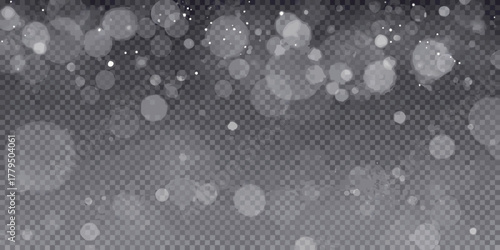 Abstract background with bokeh lights and soft focus circles on a transparent checkered pattern