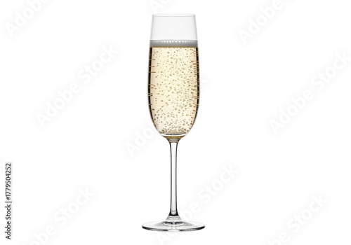 Elegant champagne flute with golden bubbles isolated PNG, celebratory drink for special occasions and festive events on transparent background