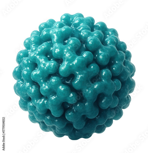 Spherical protein structure with a compact, rounded shape.