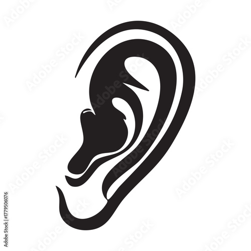 Ear Hearing Aid Medical Silhouette on White Background Vector Fully Editable Smart Object Text Effect