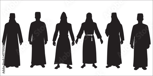 Muslim Pilgrim Hajj Silhouette on White Background Vector Fully Editable Smart Object Text Effect