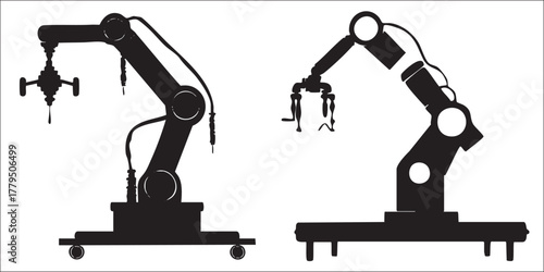 Robotic Surgery Silhouettes on White Background Vector Fully Editable Smart Object Text Effect
