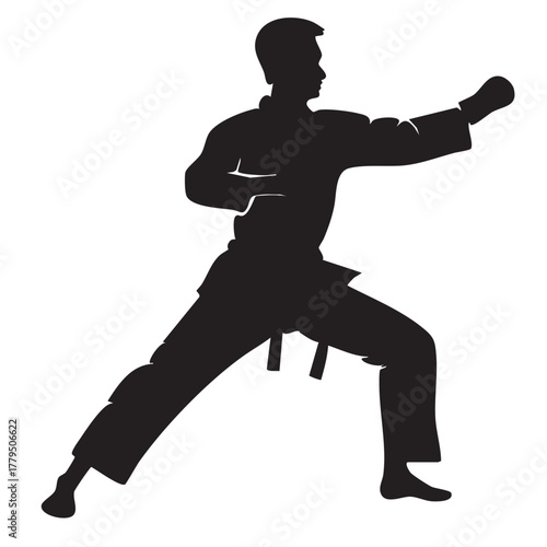 Taekwondo Martial Arts Silhouettes on White Background Vector Fully Editable Smart Object Text Effect