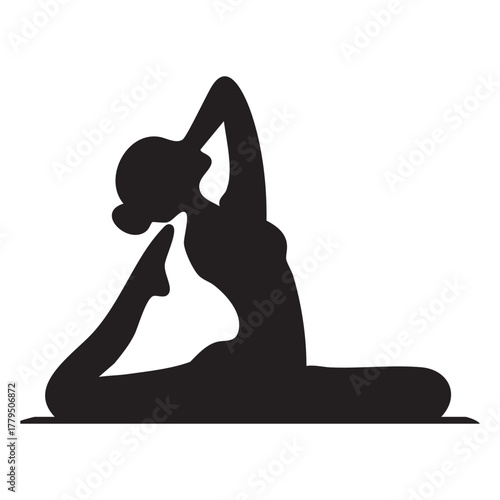 Yoga and Meditation Pose Silhouettes on White Background Vector Fully Editable Smart Object Text Effect