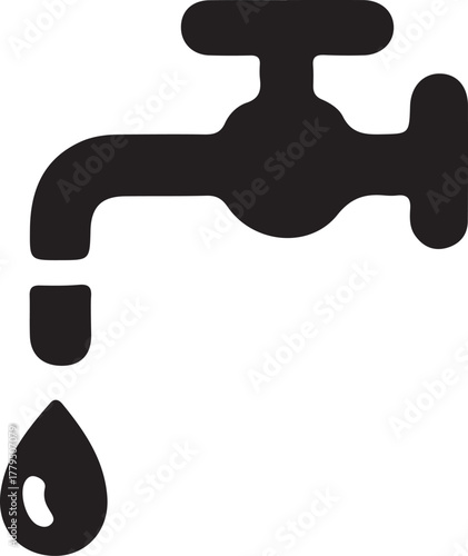 Dripping water tap icon, showing water conservation