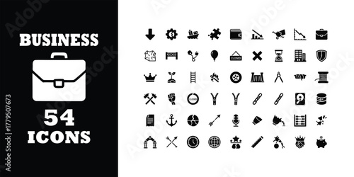 Business Icon Set for Professionals Showcasing Finance, Management, and Strategy in a Modern and Clean Style Perfect for Websites and Presentations