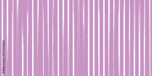 Purple and white irregular vertical stripes seamless pattern. Hand-drawn textured line background for textile, wallpaper, or wrapping design. Modern abstract striped decorative backdrop illustration.