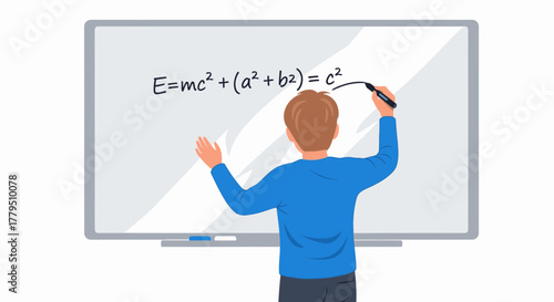 Illustrative Depiction Of Physics Equation On Whiteboard, Education Conceptualization