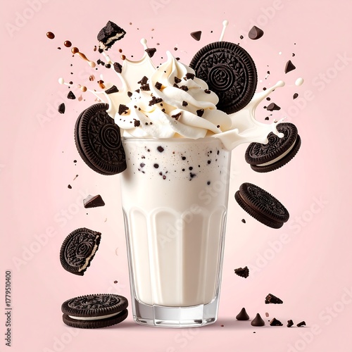 Delicious milkshake with cookies