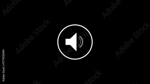 White speaker icon with sound waves on black background minimalist audio symbol graphic design