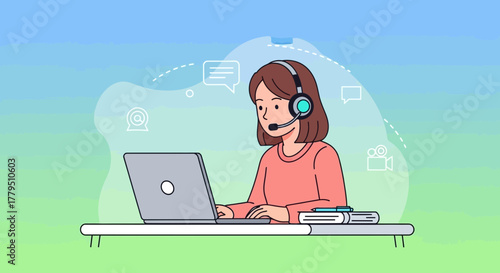 Online Assistant Working From Home Providing Customer Service During Distance Communication