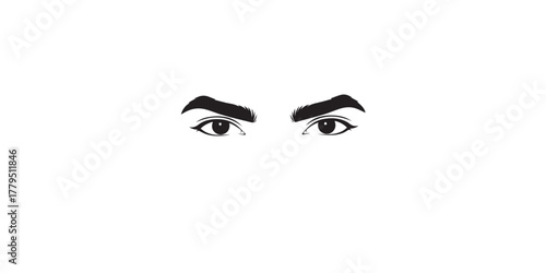 man and woman isolated vector eyes and eyebrows silhouette illustration, female and male vector eyes and eyebrows silhouette,