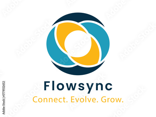 Flowsync Logo. Modern Abstract Circular Flow Design for Business and Technology.
