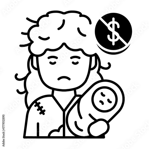 This Poor Woman (with Baby) icon is suitable for Poverty.
