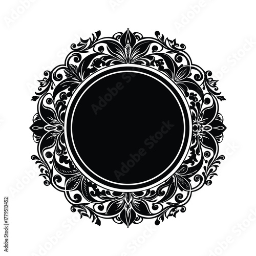 round frame with floral ornament