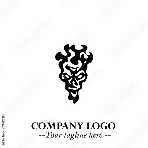 Head of Zombie Logo Symbol in Black on the White Background with Horror Minimal Vector Design