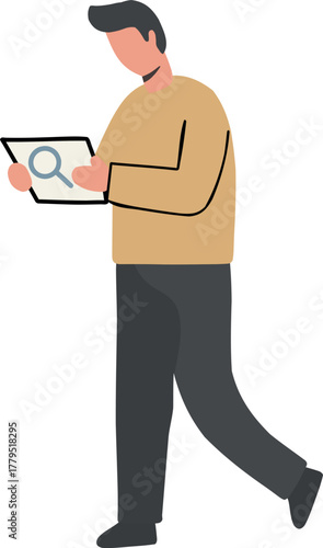 Man Searching with Magnifying Glass