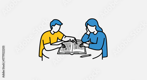 Two people solving a crossword puzzle together (1)