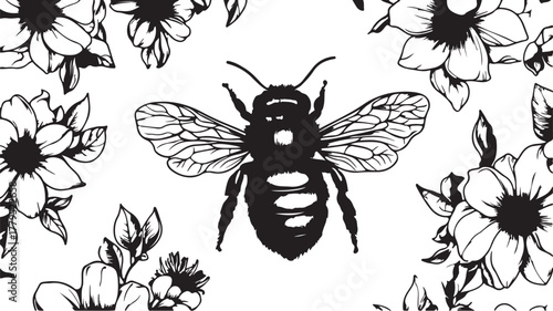 Black and white insect set vector illustration with butterfly silhouette design