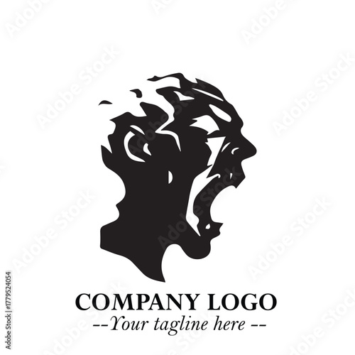 Head of Zombie Logo Symbol in Black on the White Background with Horror Minimal Vector Design