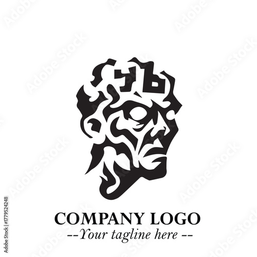 Head of Zombie Logo Symbol in Black on the White Background with Horror Minimal Vector Design