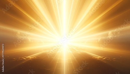 金色の光が天から差し込むように輝く神聖で美しい印象のグラフィック壁紙背景