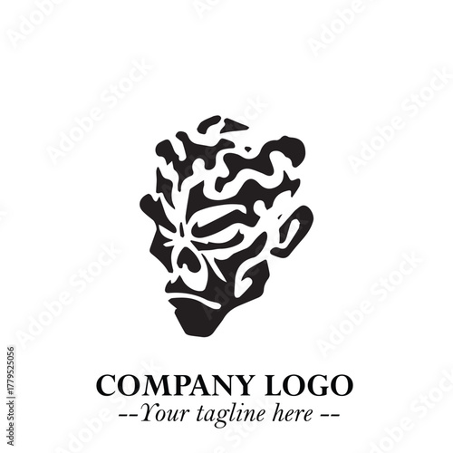 Head of Zombie Logo Symbol in Black on the White Background with Horror Minimal Vector Design