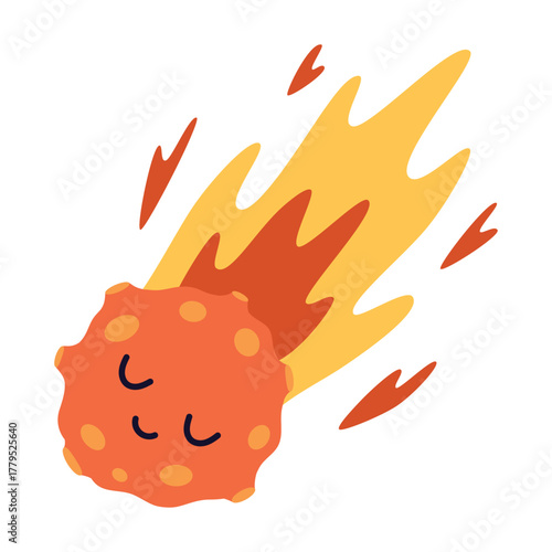 cartoon meteorite isolated, flat style