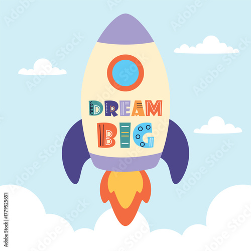 cartoon poster with rocket