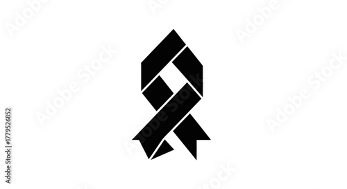A black abstract geometric ribbon-like symbol on a plain white background, representing awareness or remembrance.