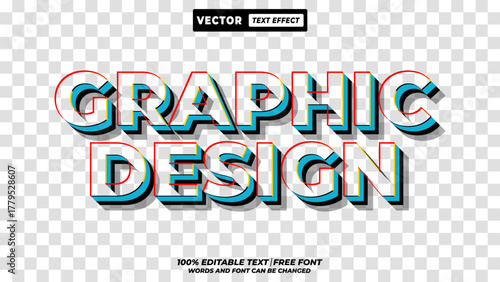 Graphic design outline retro 3d style vector text effect. Editable creative typography for graphic designer templates.