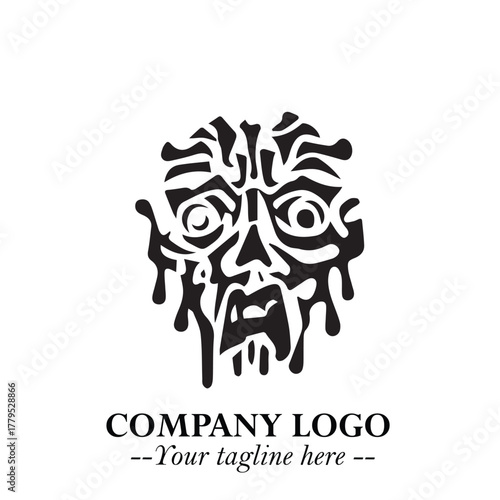 Head of Zombie Logo Symbol in Black on the White Background with Horror Minimal Vector Design