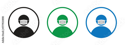 Health and safety themed avatar icons of people wearing masks